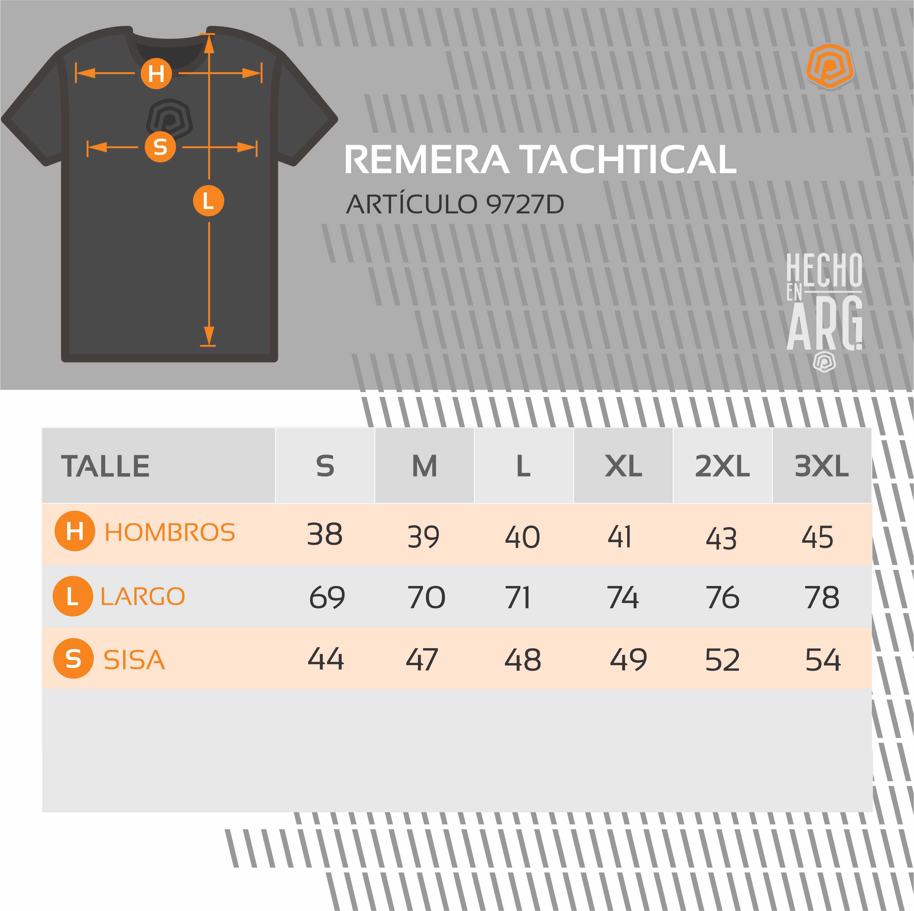 Tabla de talles remera tachtical